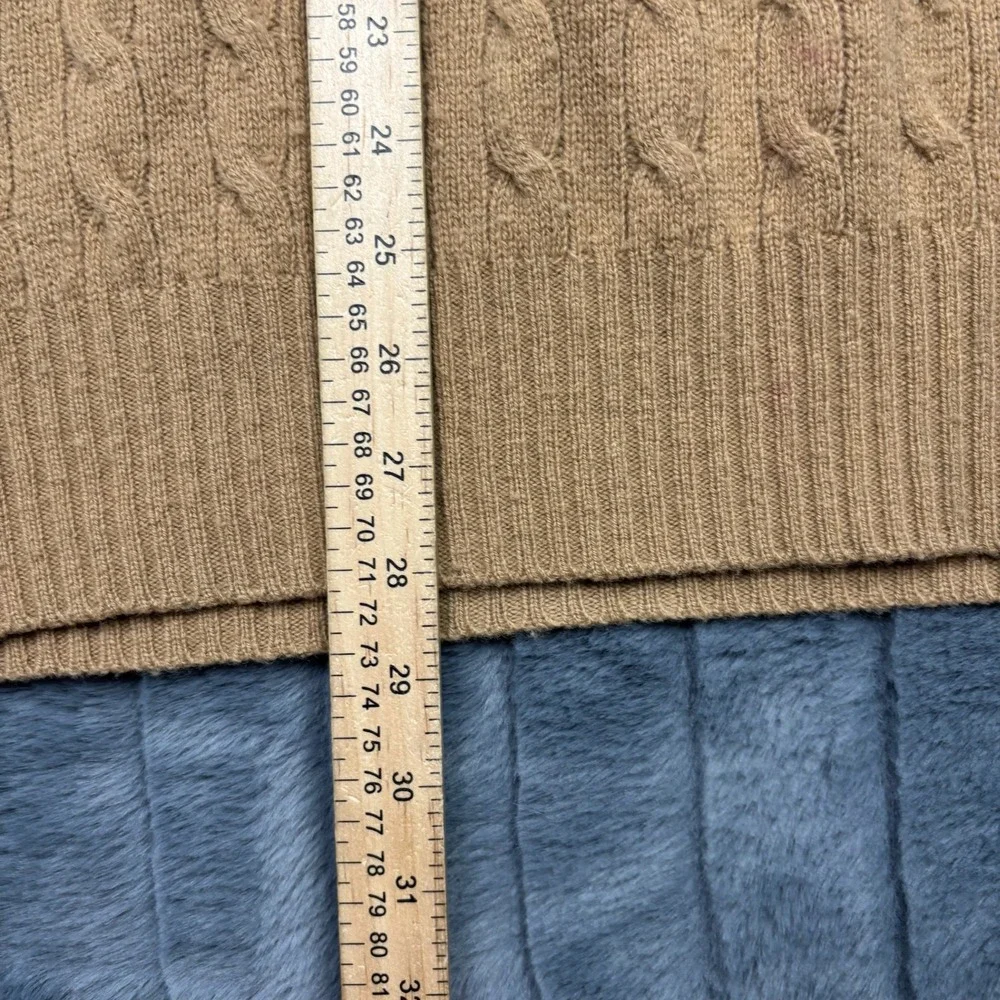 Polo Ralph Lauren Mens XXL Camel Tan Cable Knit 100% Lambswool Crewneck Sweater